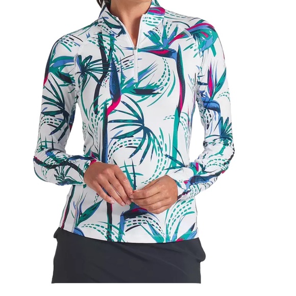 Puma Tops - PUMA Women's YouV Paradise Quarter Zip Golf Pullover NWT Large
